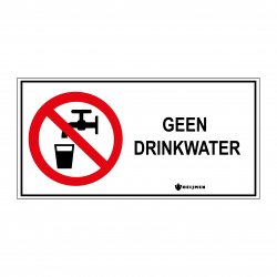 Sticker Heijmen 'Geen drinkwater' 18x9cm