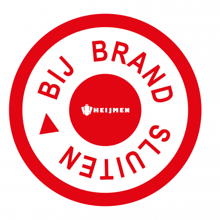 Sticker Heijmen 'Bij brand sluiten NL' 8cm