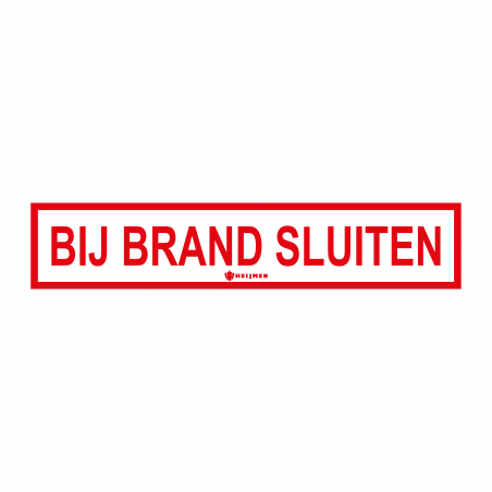 Sticker Heijmen 'Bij brand sluiten NL' 15x3cm