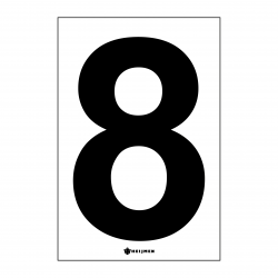 Sticker Heijmen 'Cijfer 8 zwart' 8x12cm