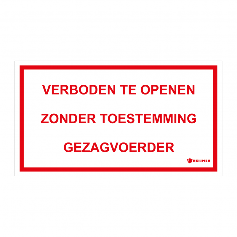Sticker Heijmen 'Toestemming gezagvoerder NL' 18x15cm