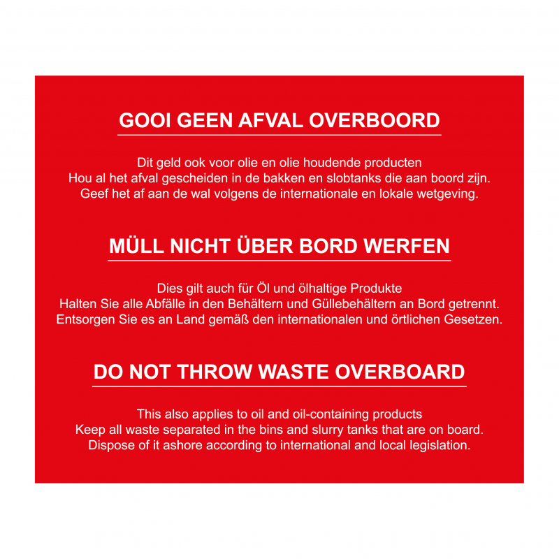 Sticker Heijmen 'Afval overboord' 18x10cm